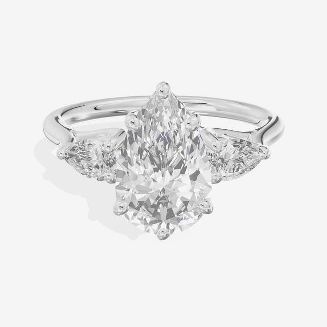 Grand Vowsae Three Stone Pear Engagement Ring (2/5 ct. tw.) in 18K White Gold