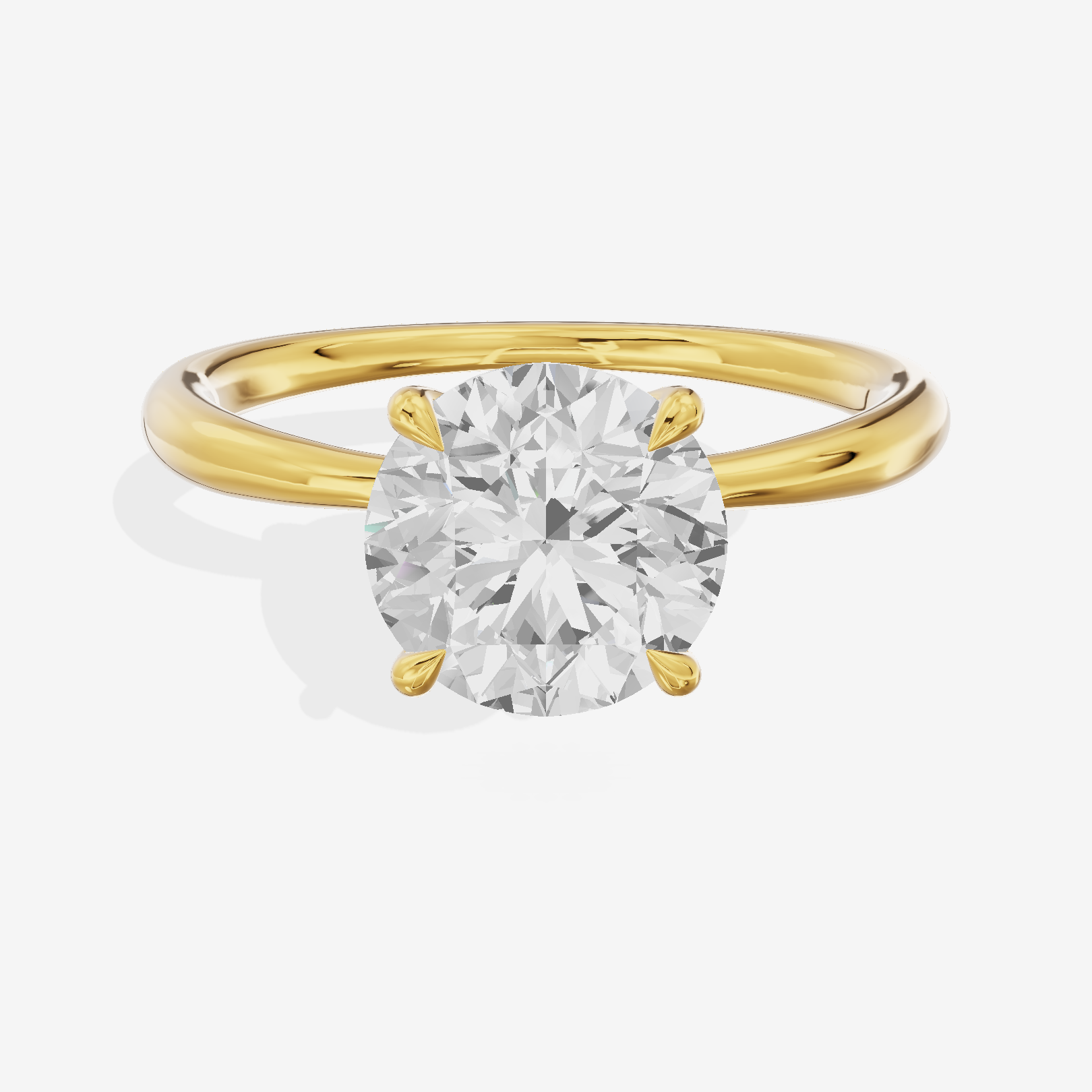 Whispered Aimora Round Solitaire Engagement Ring in 14K Yellow Gold