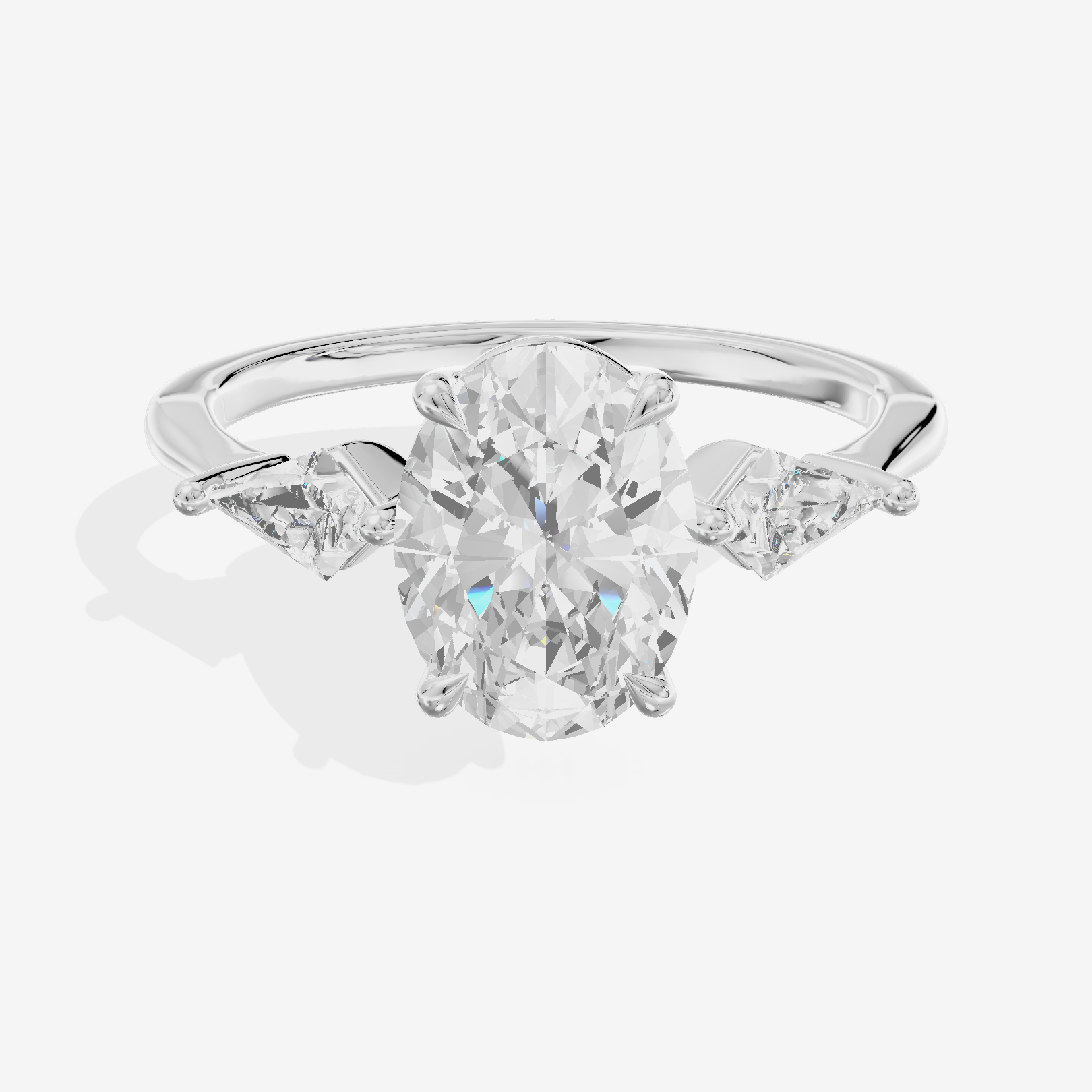 Luxe Maia Three Stone Oval Engagement Ring (1/3 ct. tw.) in Platinum