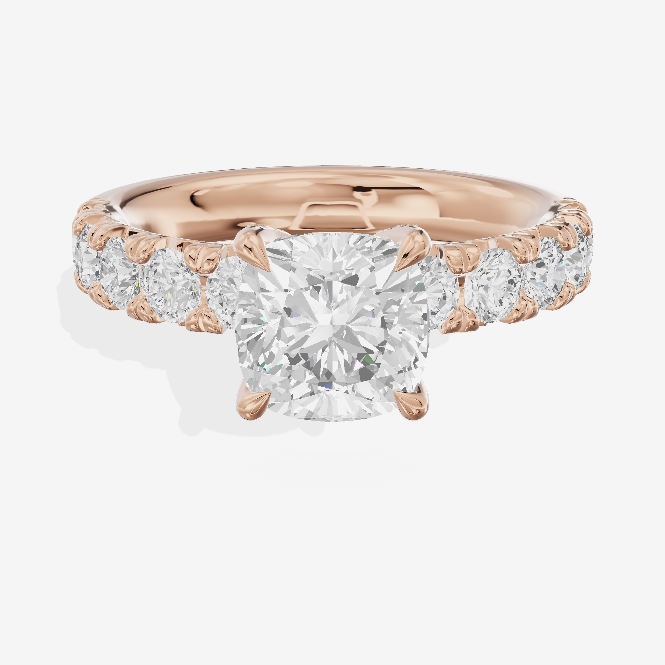 Luxe Goldweave Cushion Engagement Ring with Side Stones (1/5 ct. tw.) in 18K Rose Gold