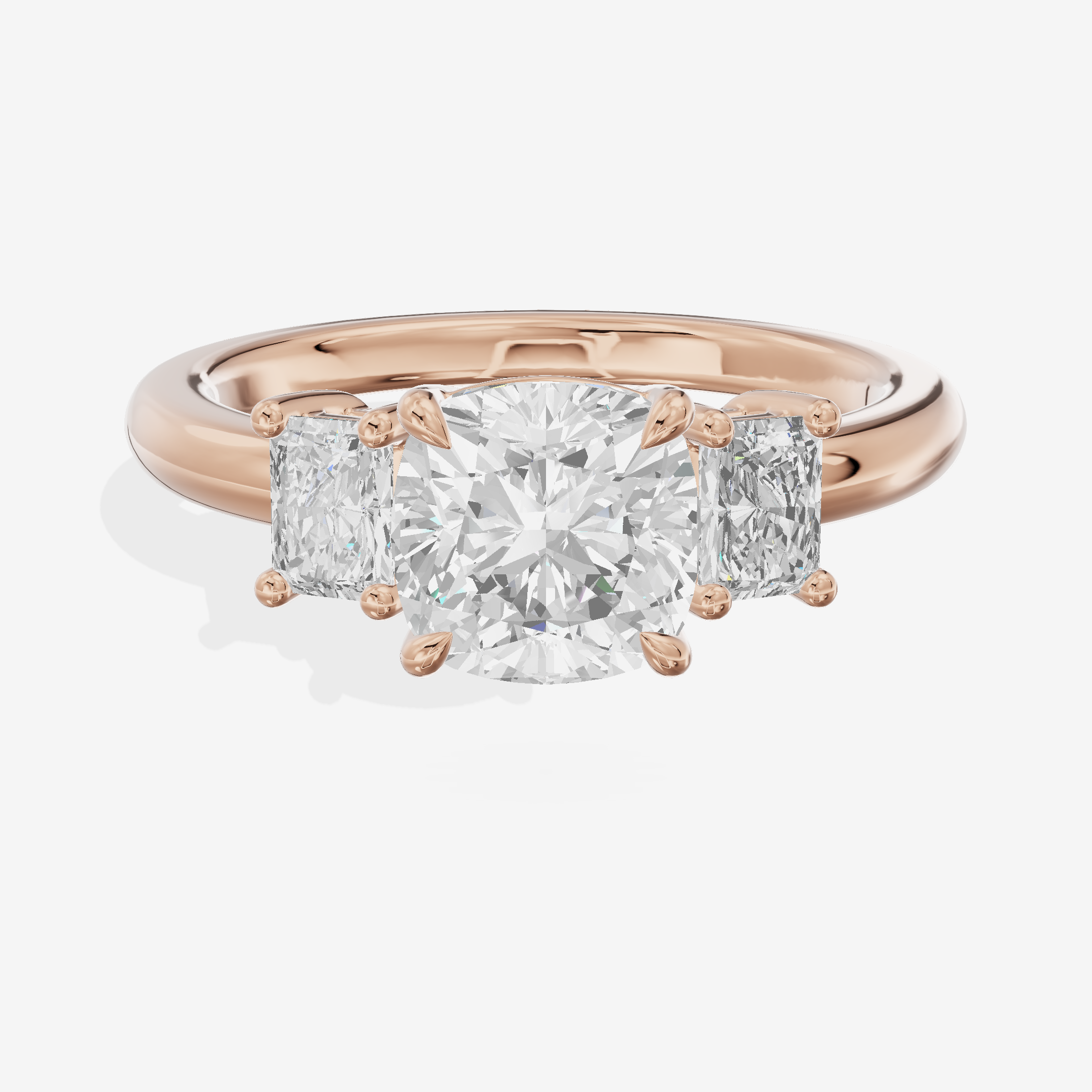 Grand Coeurine Three Stone Cushion Engagement Ring (3/8 ct. tw.) in 18K Rose Gold