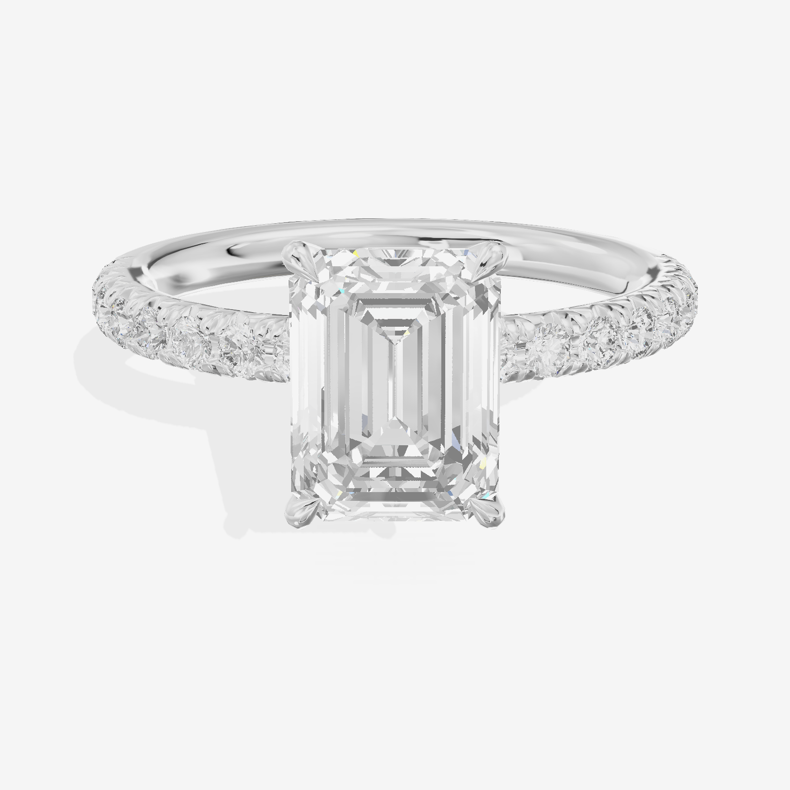 Modern Whisper Emerald Engagement Ring with Side Stones (2/5 ct. tw.) in Platinum