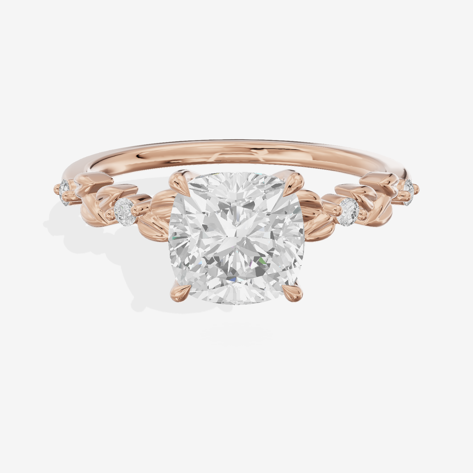 Modern Cherubine Cushion Engagement Ring with Side Stones (1/4 ct. tw.) in 14K Rose Gold