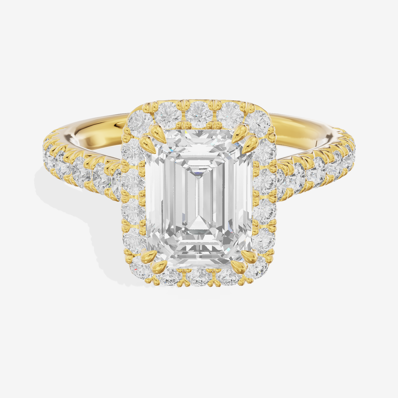 One of One Halo Emerald Engagement Ring (3/4 ct. tw.) in 18K Yellow Gold