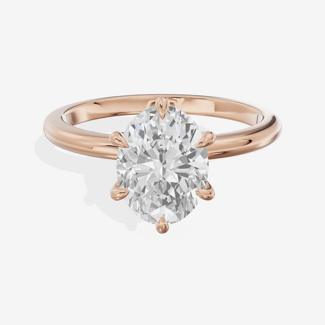 Vowsae Solitaire 1.8mm Oval Six-Prong Engagement Ring in 18K Rose Gold