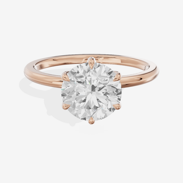 Sincere Cathedral 1.5mm Round Six-Prong Engagement Ring in 14K Rose Gold