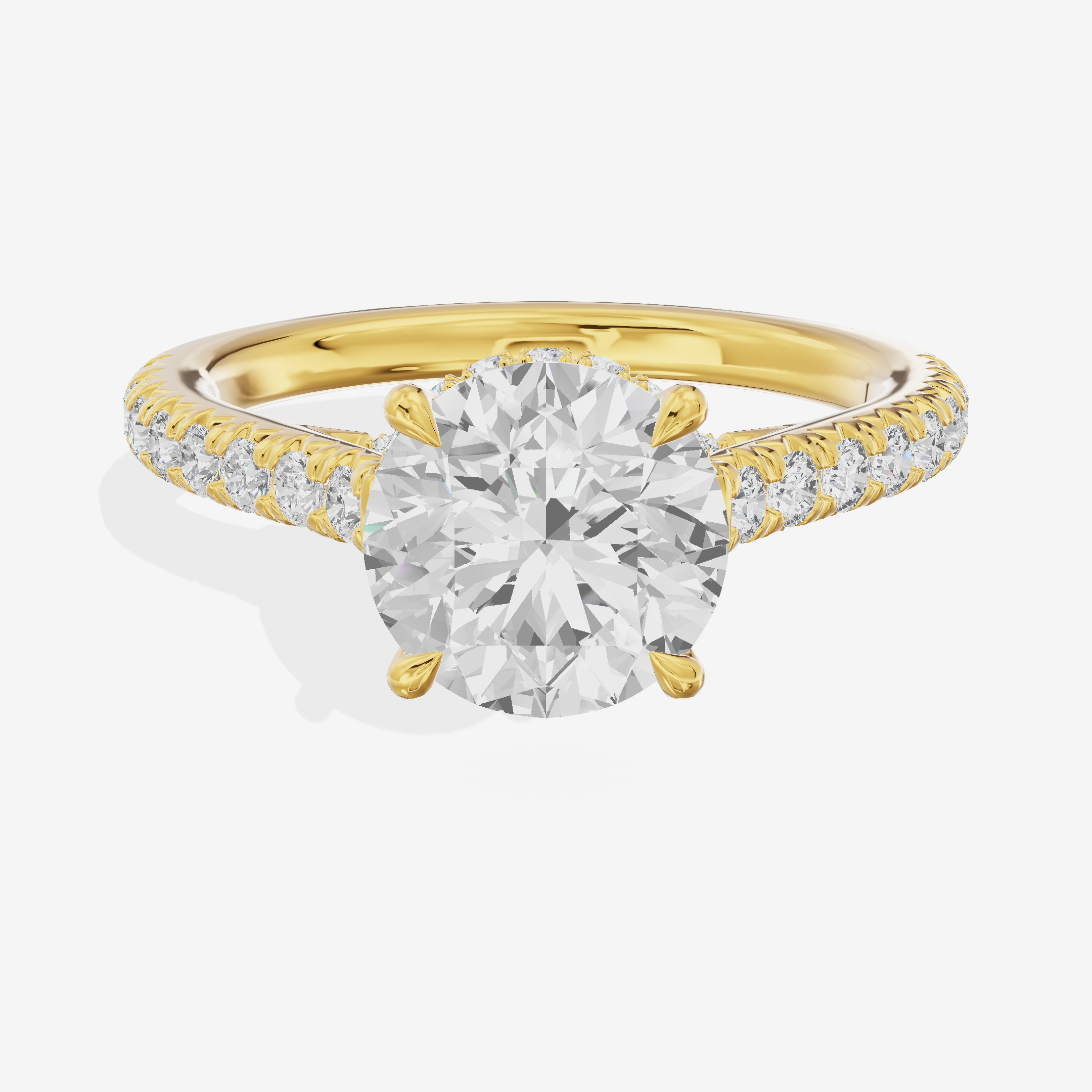 Modern Linger Round Engagement Ring with Side Stones (3/4 ct. tw.) in 14K Yellow Gold