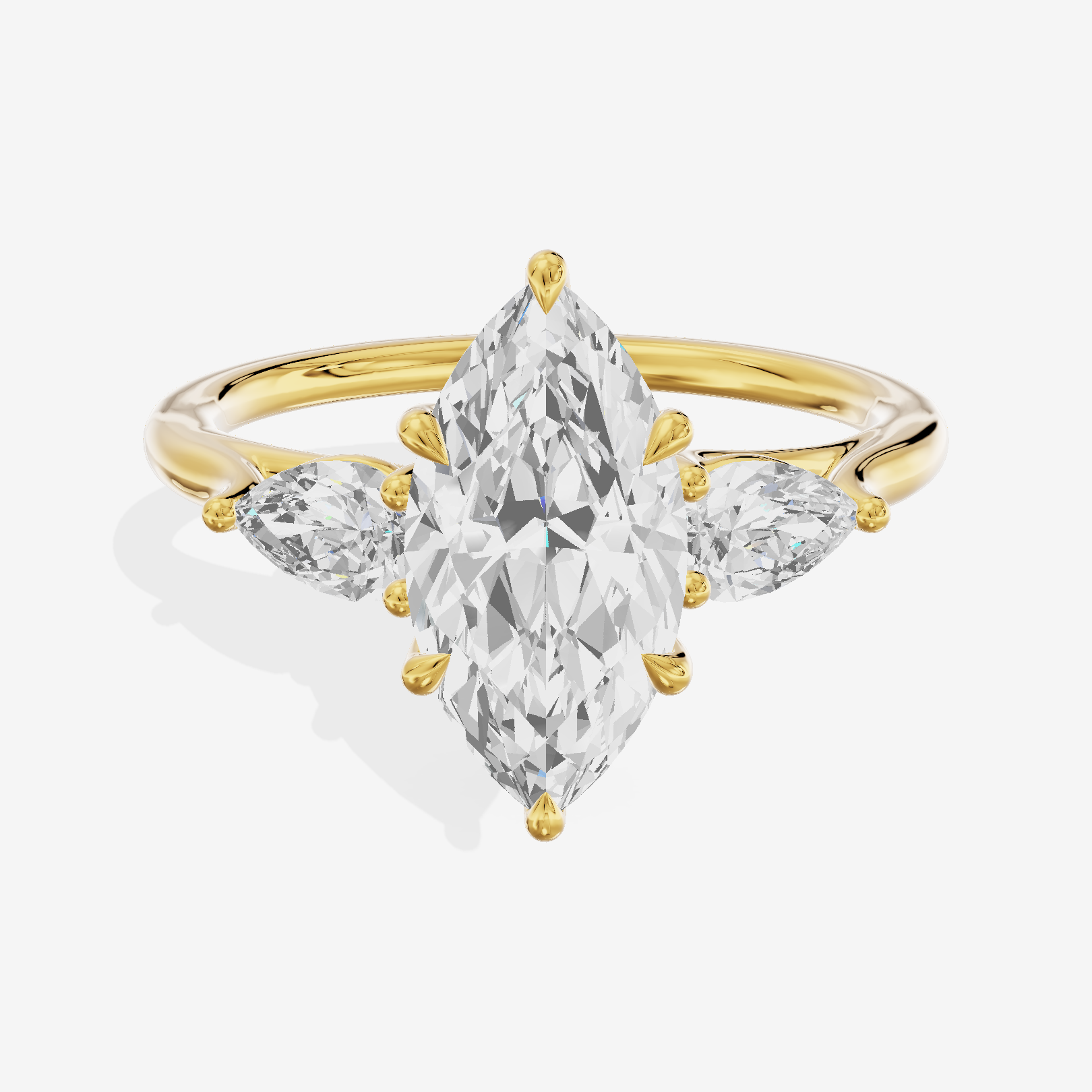 Luxe Sincere Three Stone Marquise Engagement Ring (2/5 ct. tw.) in 14K Yellow Gold
