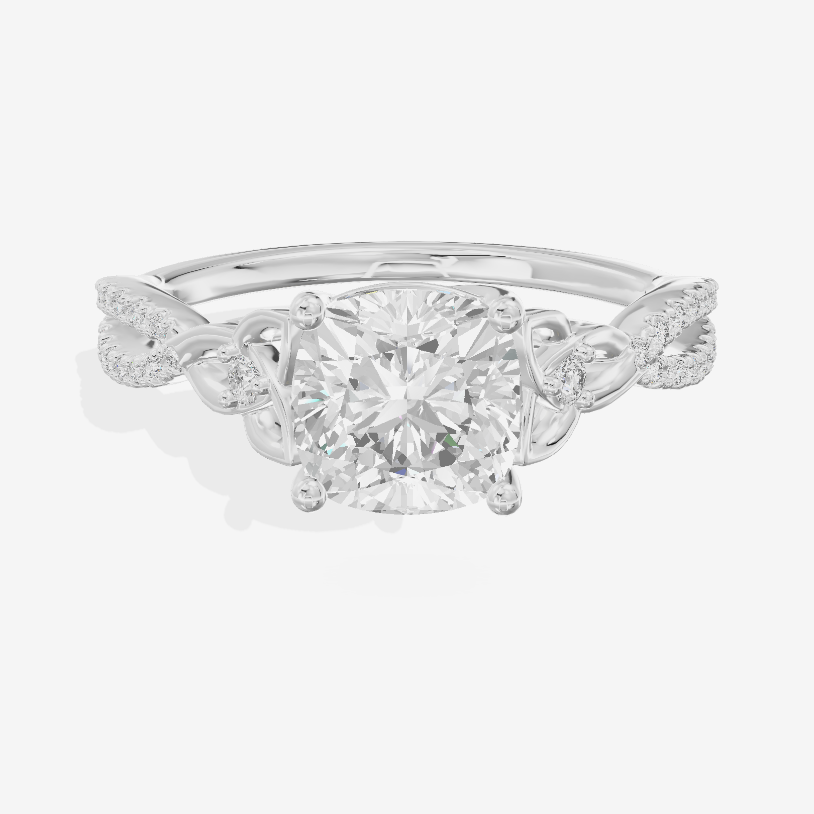 Luxe Vowsae Cushion Engagement Ring with Side Stones (2/5 ct. tw.) in Platinum