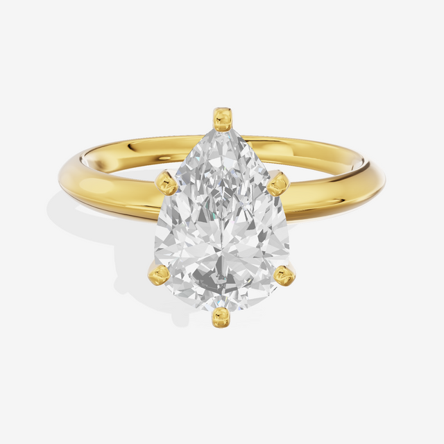 Classic Vowsae 2.5mm Pear Six-Prong Engagement Ring in 18K Yellow Gold