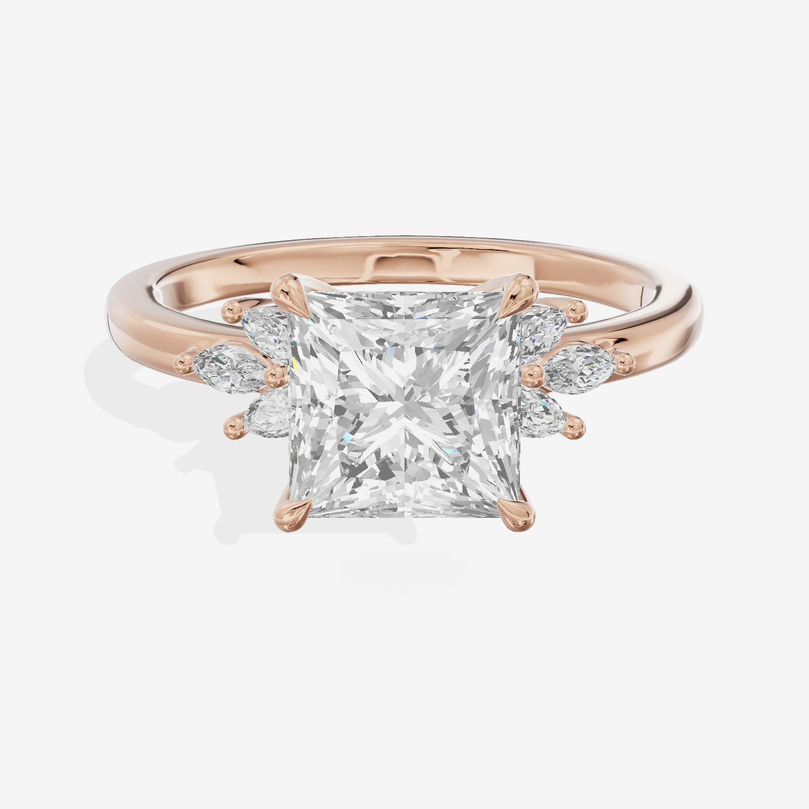 Modern Halcyon Princess Engraved Engagement Ring (1/5 ct. tw.) in 18K Rose Gold