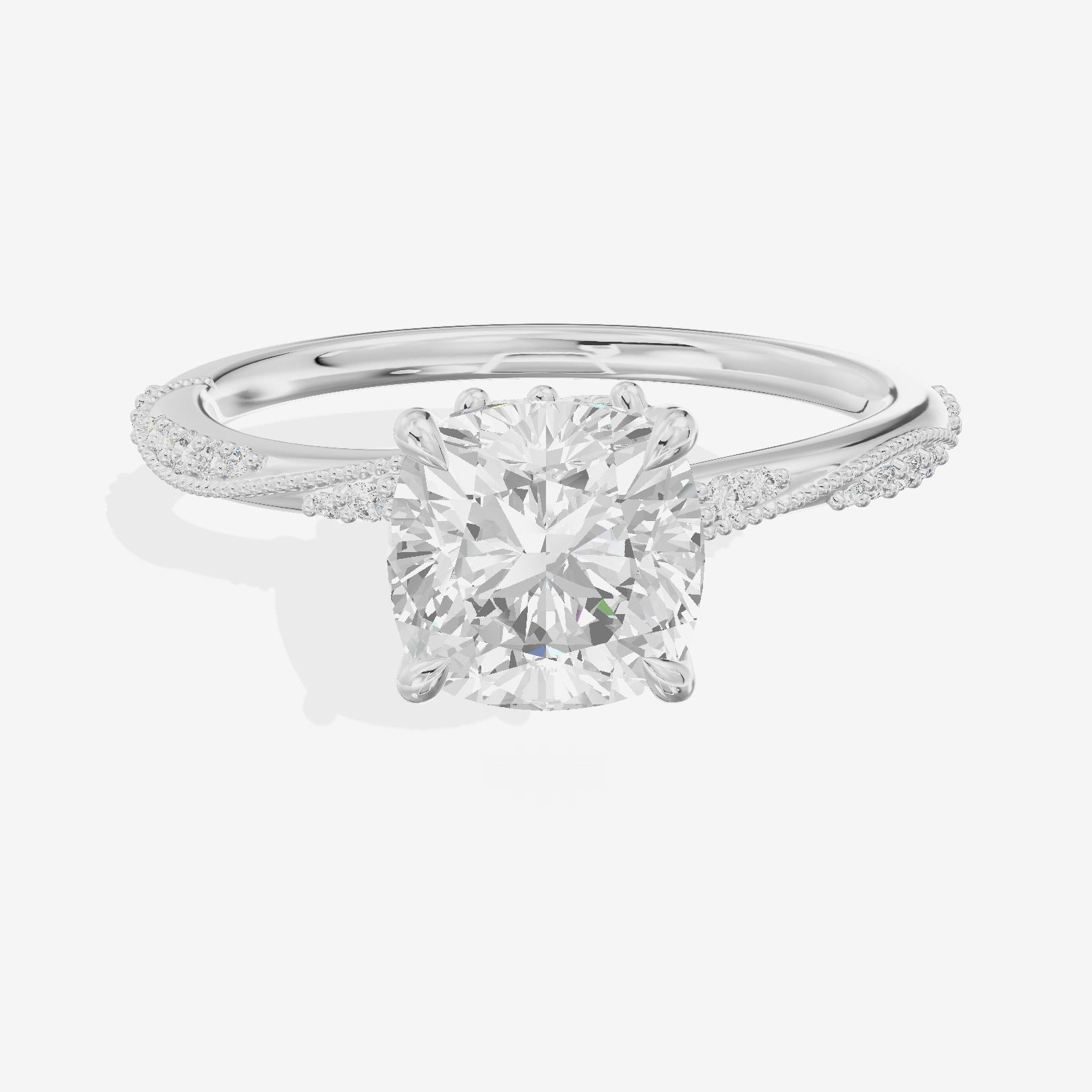 Vintage Halcyon Cushion Engagement Ring with Side Stones (1/8 ct. tw.) in Platinum