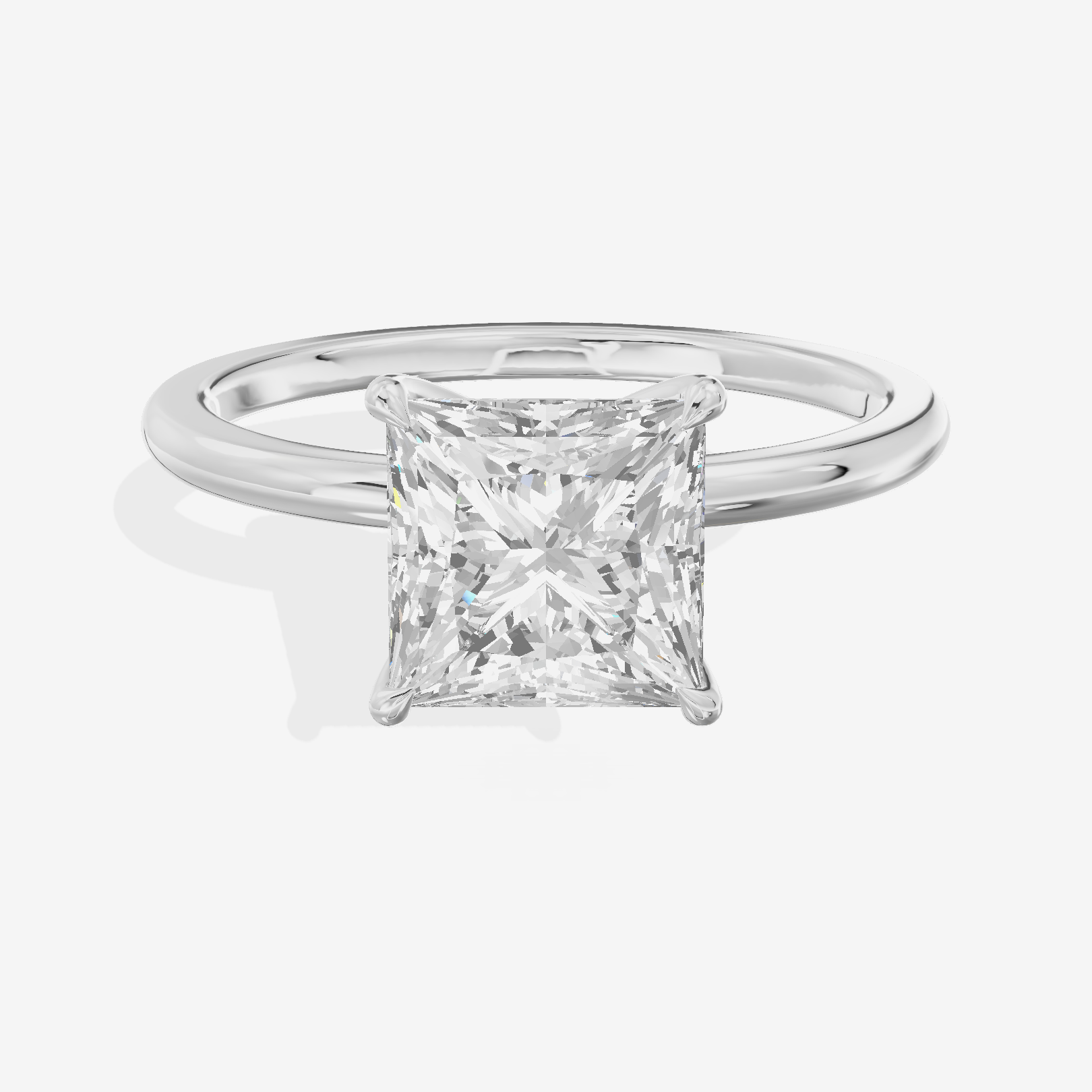 Lustrous Repose 1.5mm Princess Comfort Fit Engagement Ring in 14K White Gold