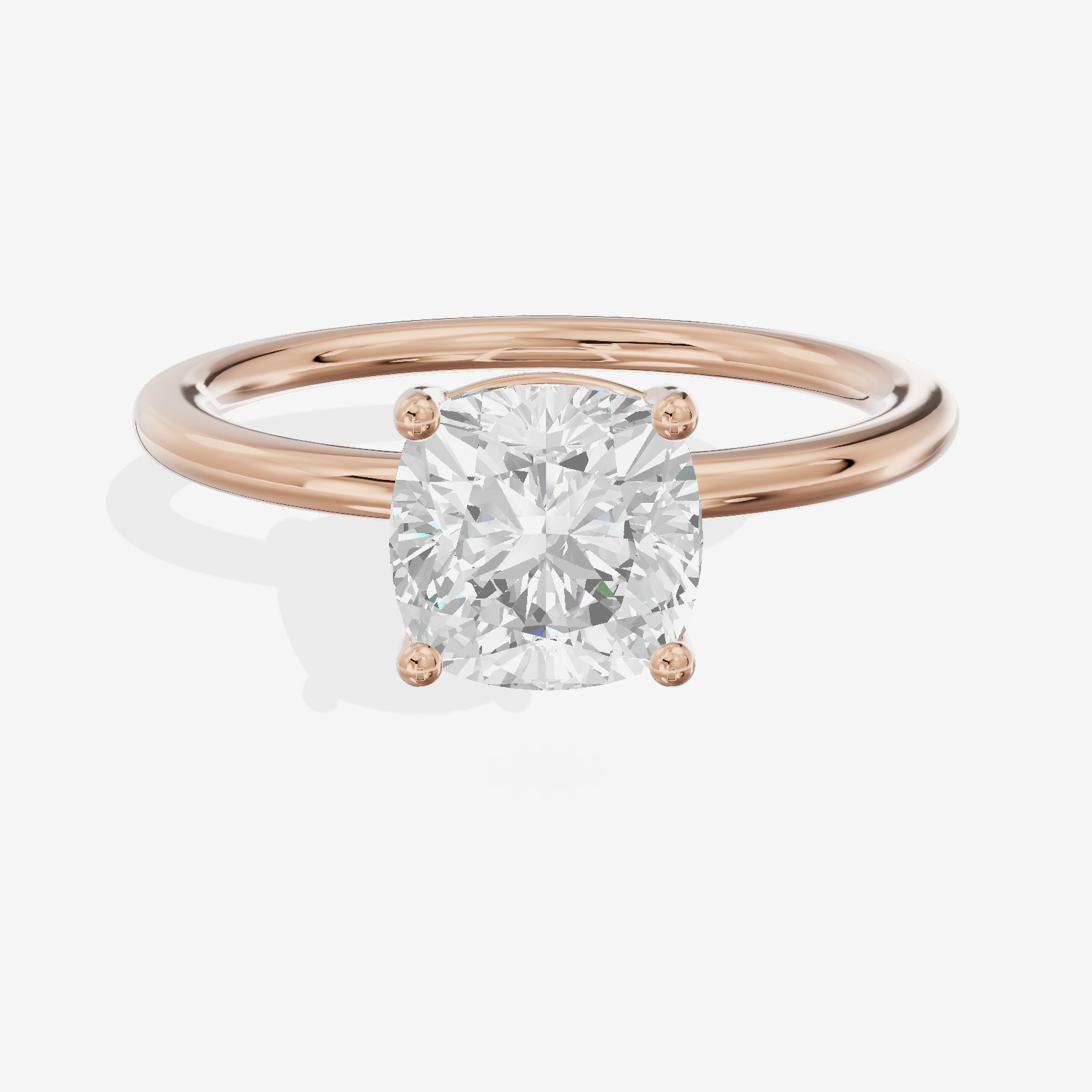Crowned Vowsae 1.5mm Cushion Solitaire Engagement Ring in 14K Rose Gold
