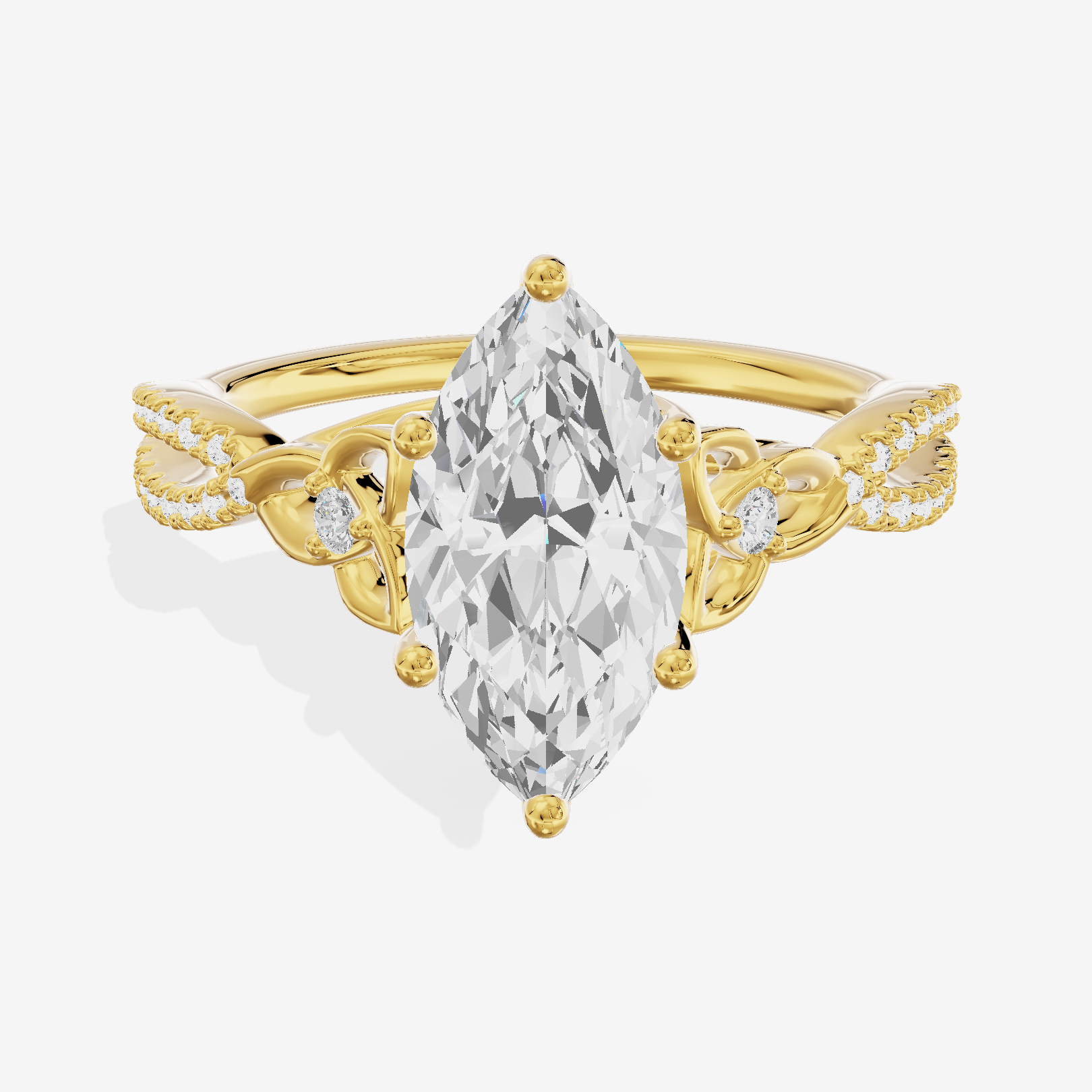 Luxe Vowsae Marquise Engagement Ring with Side Stones (2/5 ct. tw.) in 18K Yellow Gold