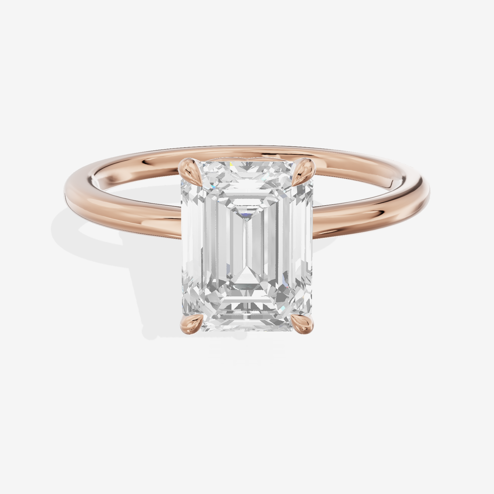 Coeurine Solitaire 1.8mm Emerald Solitaire Engagement Ring in 18K Rose Gold