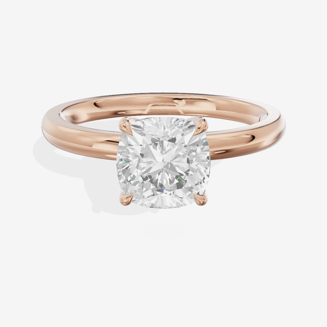 Petite Tender 2mm Cushion Solitaire Engagement Ring in 18K Rose Gold