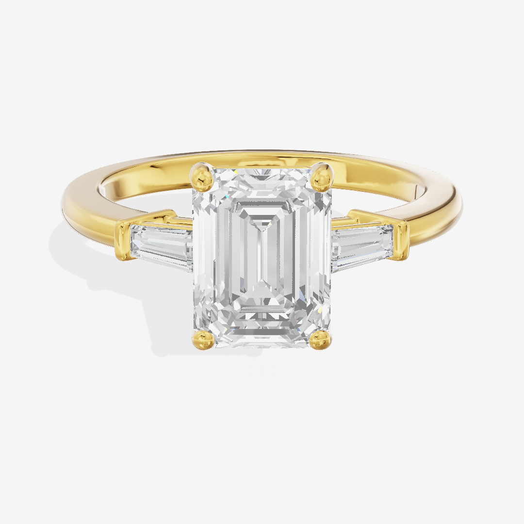 Eternal Coeurine Three Stone Emerald Engagement Ring (1/5 ct. tw.) in 18K Yellow Gold