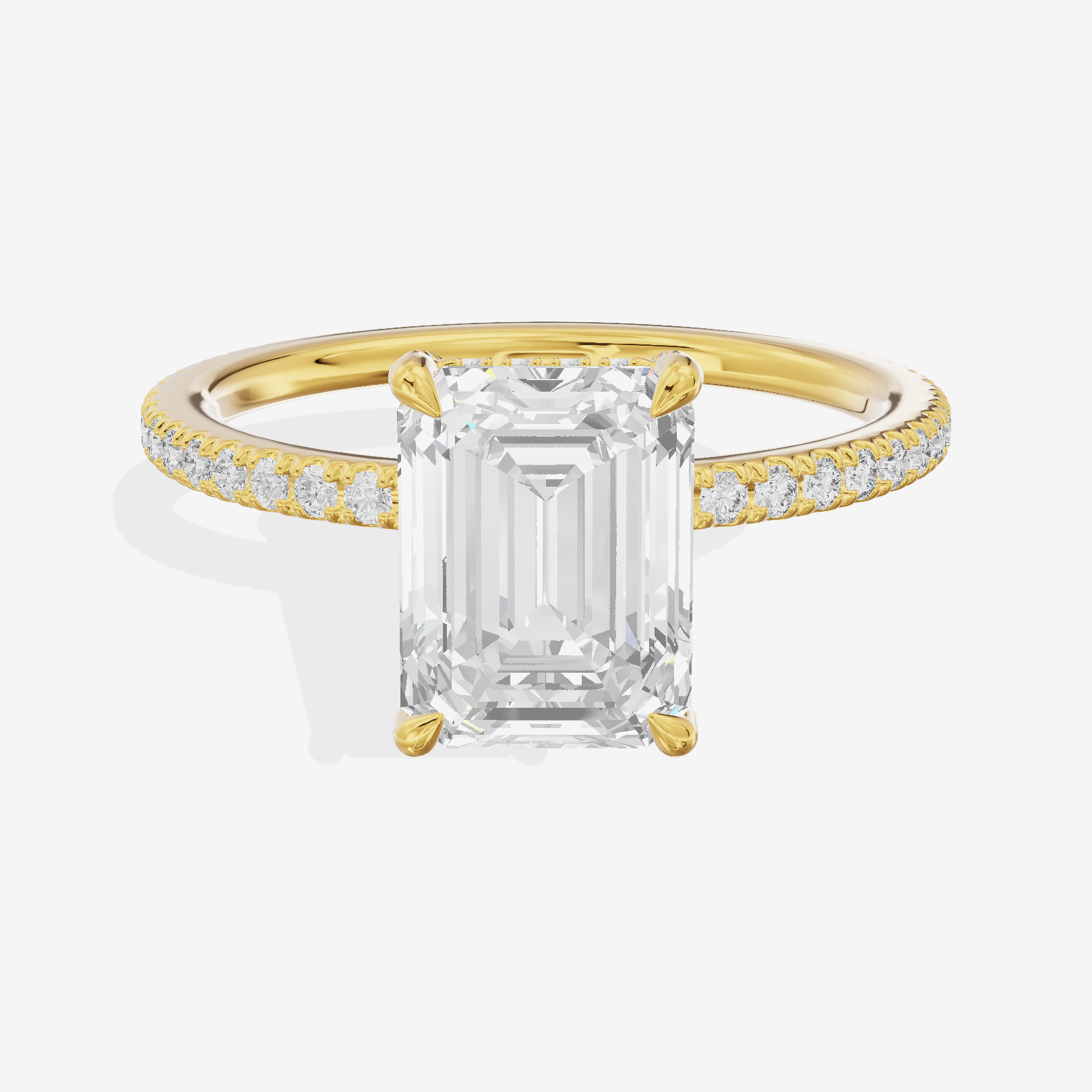 Lustrous Sincere Emerald Engagement Ring with Side Stones (1/3 ct. tw.) in 18K Yellow Gold