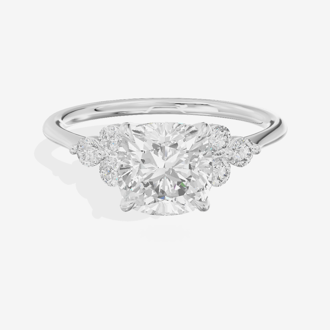 Luxe Trueheart Cushion Engagement Ring with Side Stones (1/5 ct. tw.) in Platinum