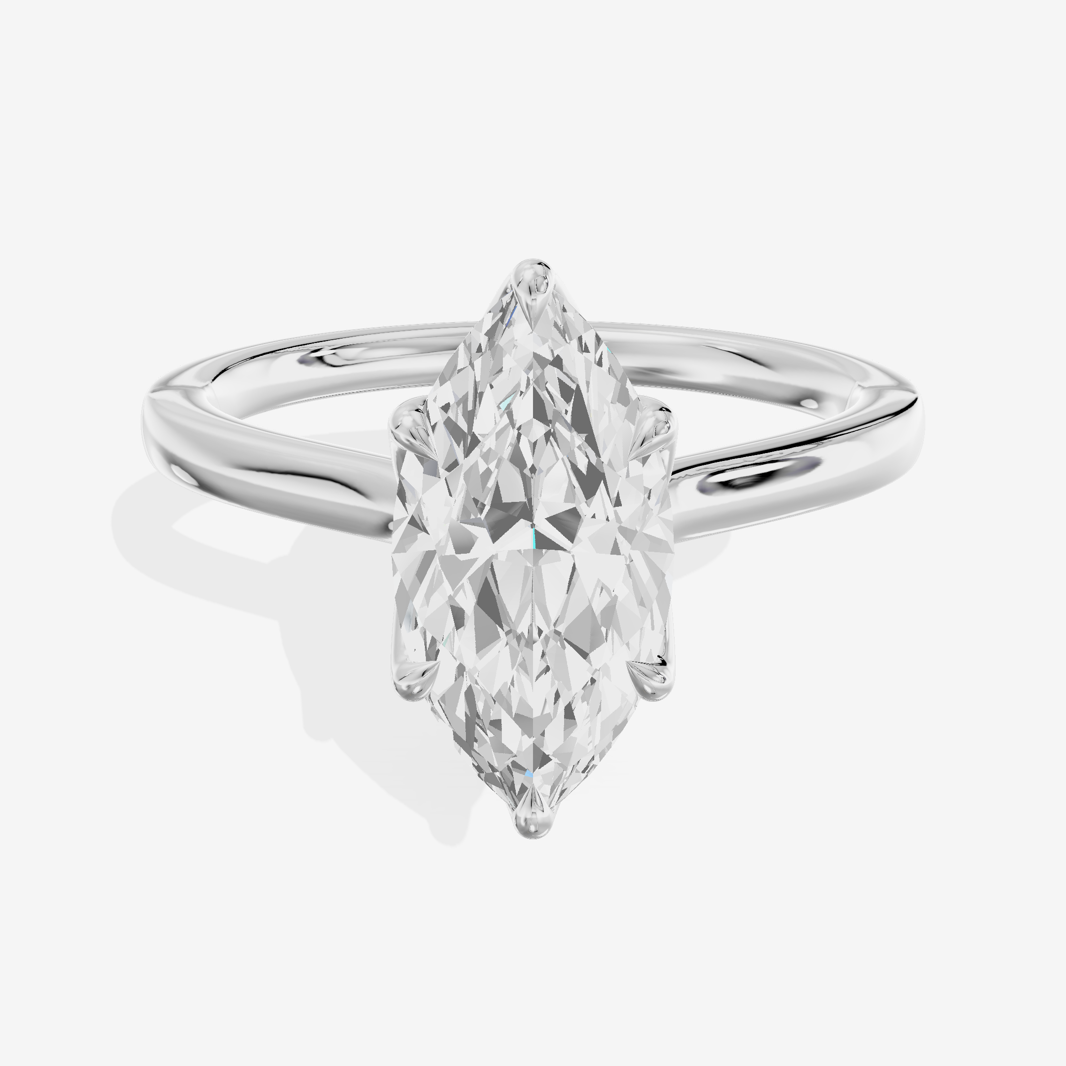 Pendulae Ring 1.8mm Marquise Solitaire Engagement Ring in 18K White Gold