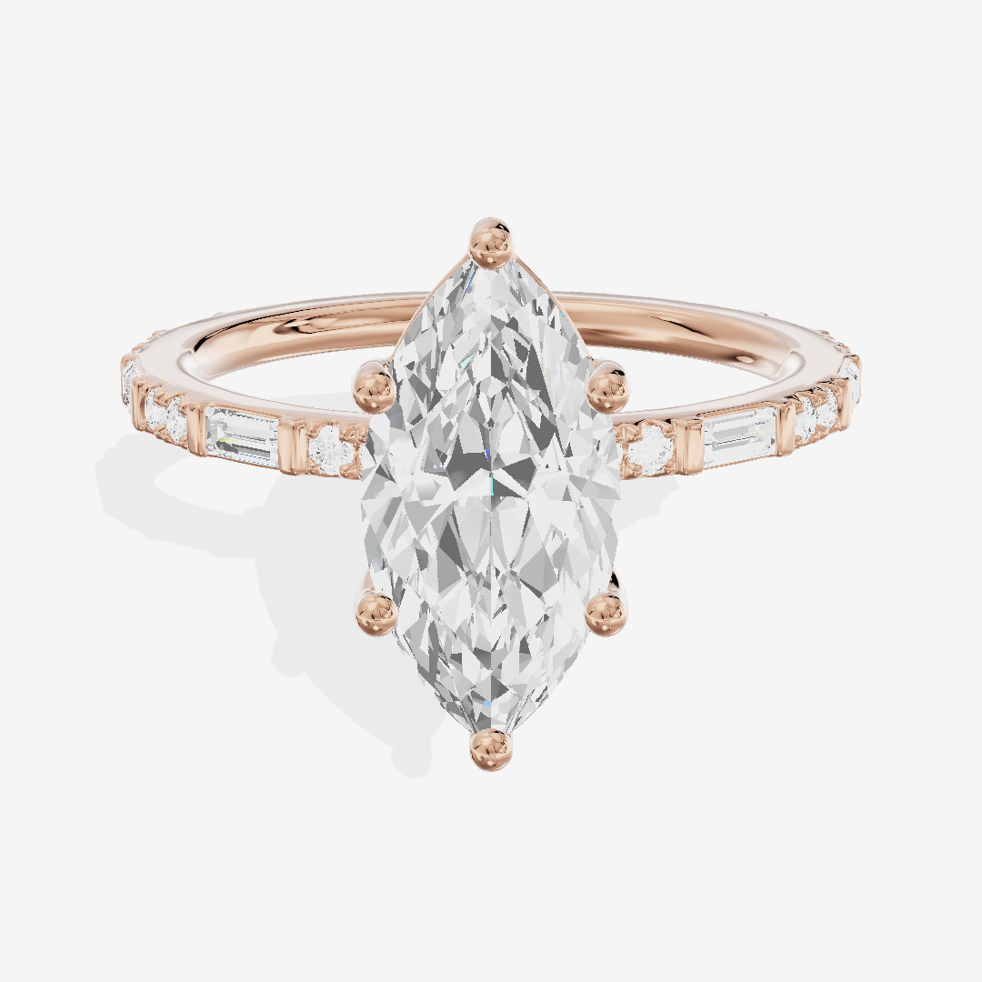 Twine Cathedral 1.8mm Marquise Solitaire Engagement Ring (1/2 ct. tw.) in 14K Rose Gold