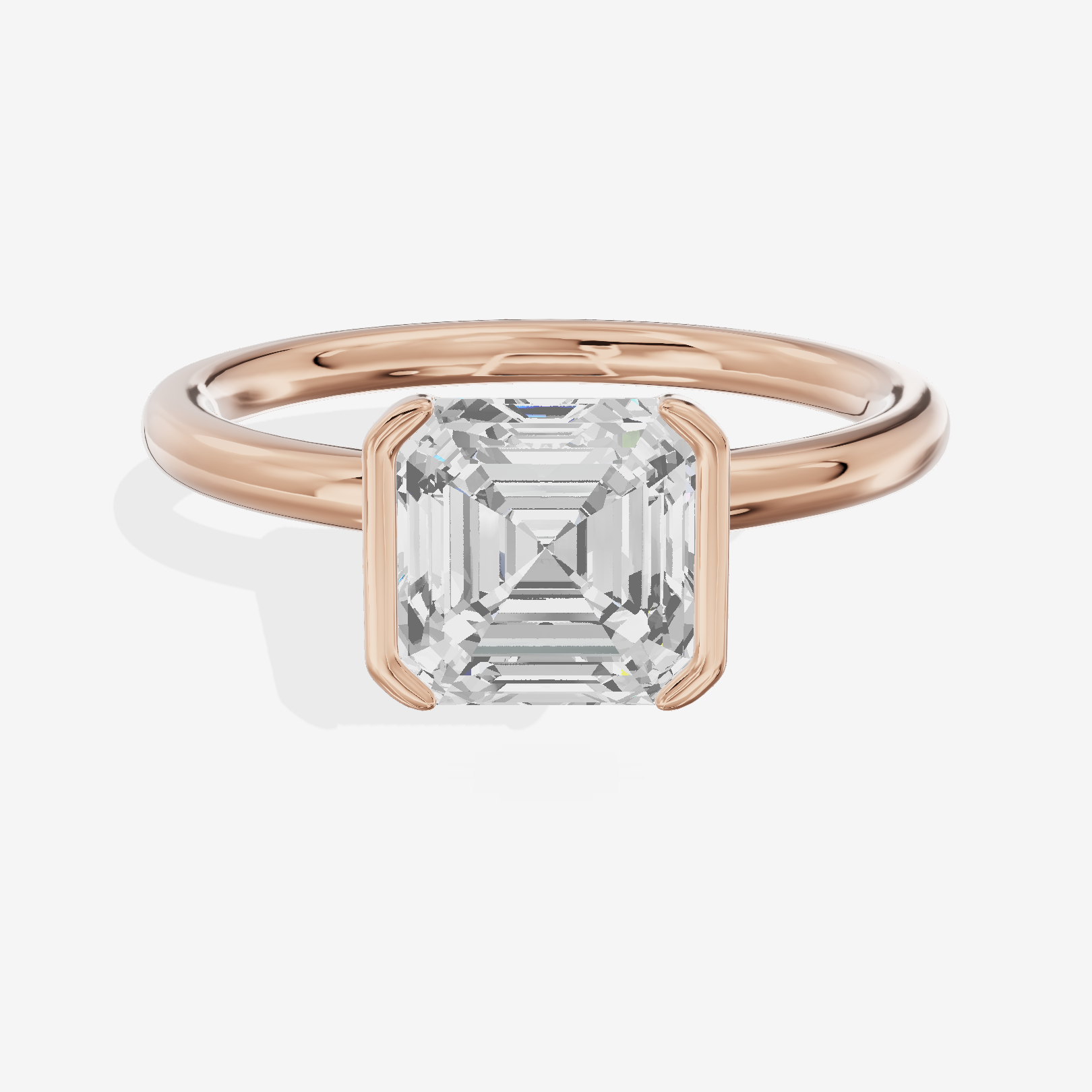 Sincere Bezel 1.8mm Asscher Solitaire Engagement Ring in 14K Rose Gold