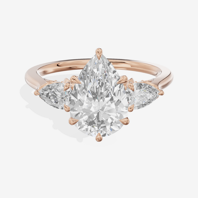 Modern Sincere Three Stone Pear Engagement Ring (1/2 ct. tw.) in 18K Rose Gold