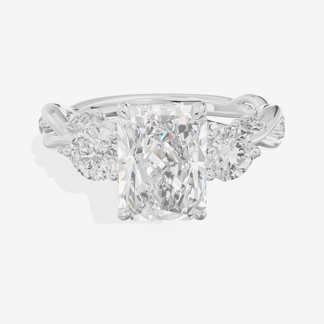 Modern Vowsae Three Stone Radiant Engagement Ring (3/4 ct. tw.) in Platinum