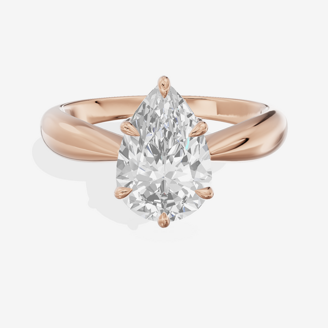 Aimora Trellis 2mm Pear Solitaire Engagement Ring in 14K Rose Gold