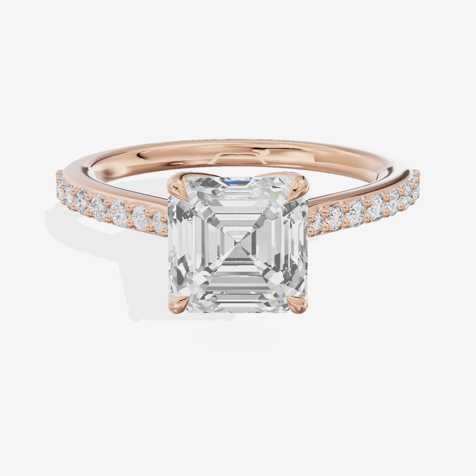 Modern Maia Asscher Engagement Ring with Side Stones (1/5 ct. tw.) in 18K Rose Gold