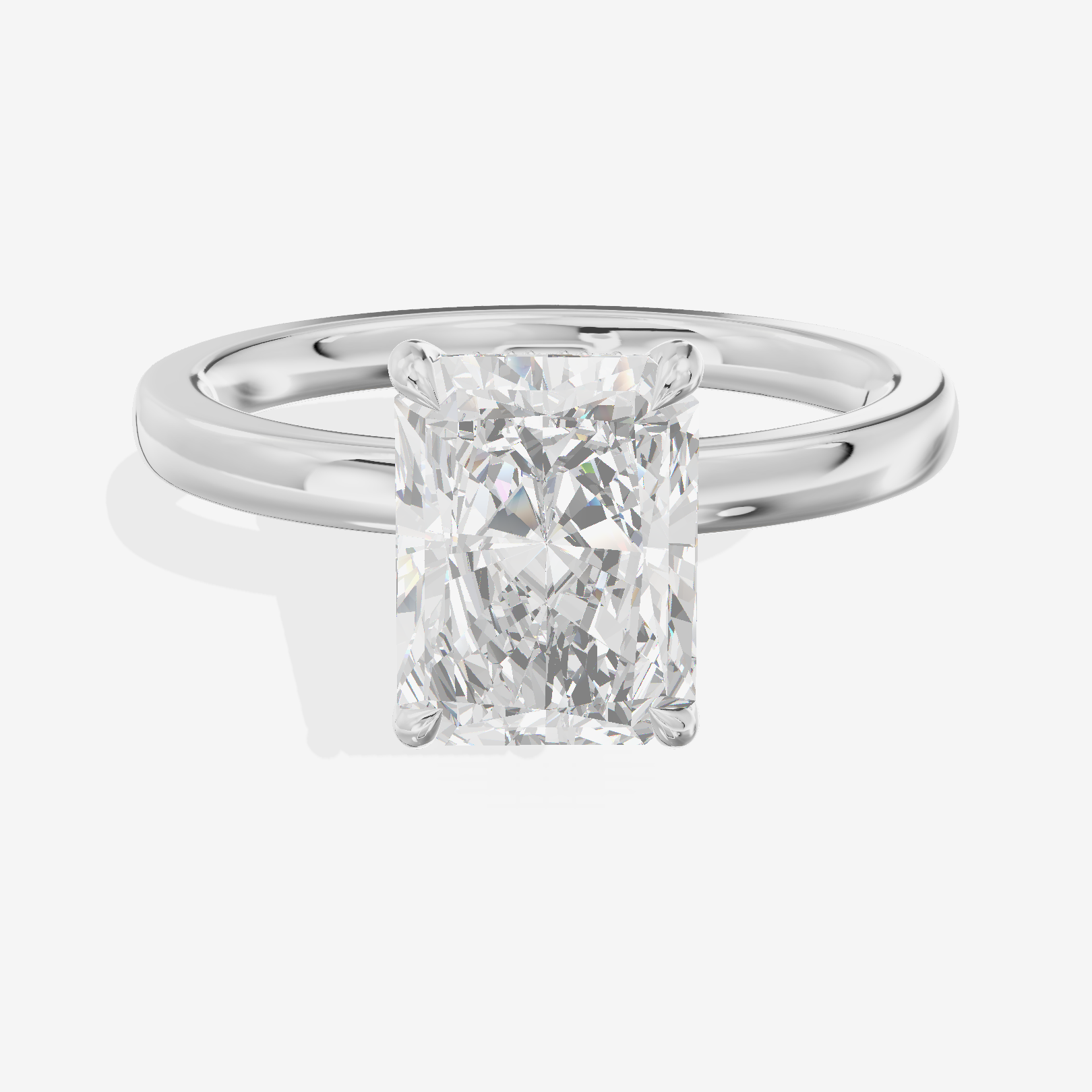 Crowned Whisper Radiant Hidden Halo Engagement Ring in 18K White Gold