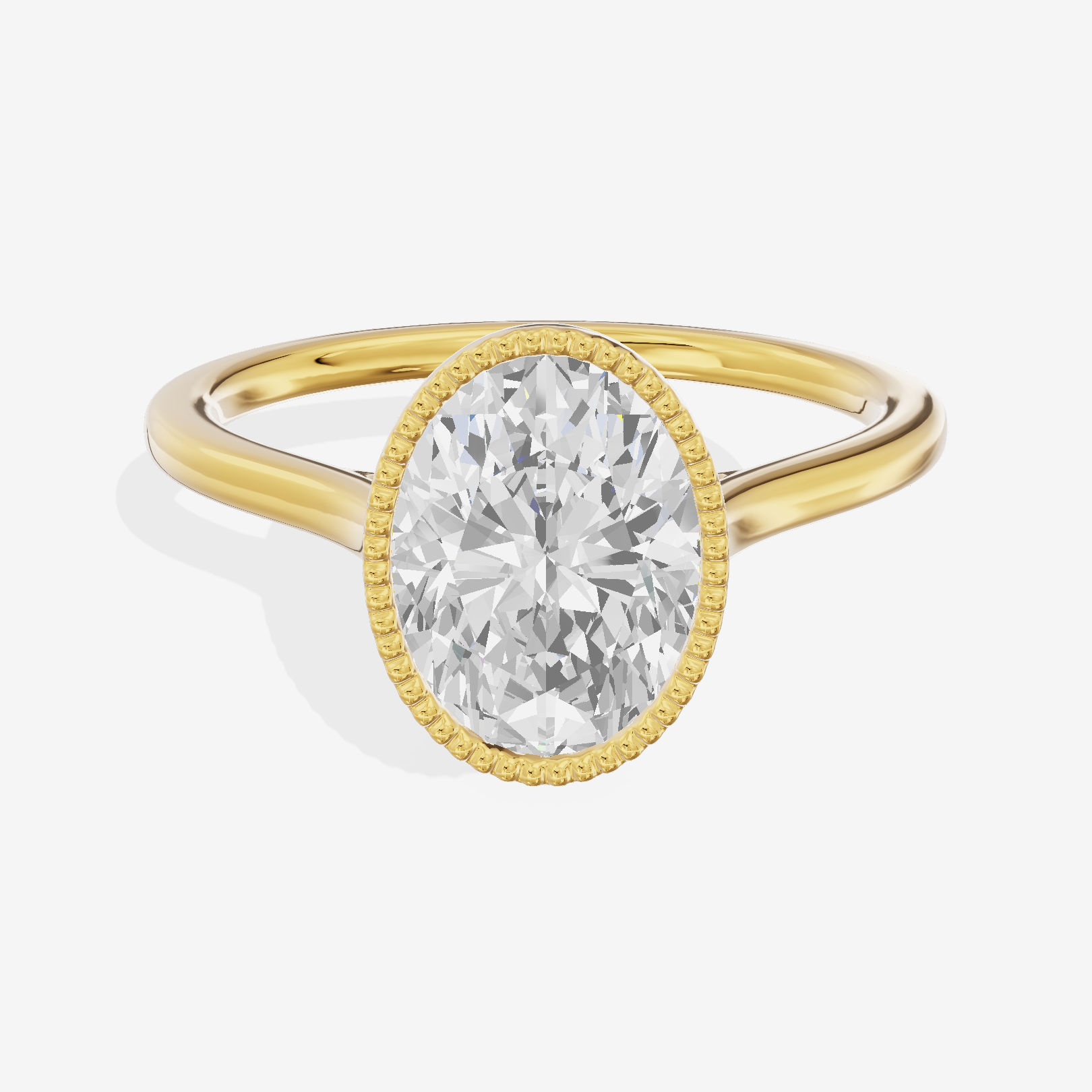 Modern Coeurine 1.5mm Oval Bezel Engagement Ring in 14K Yellow Gold