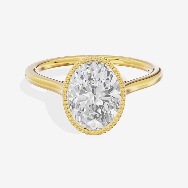 Modern Coeurine 1.5mm Oval Bezel Engagement Ring in 14K Yellow Gold
