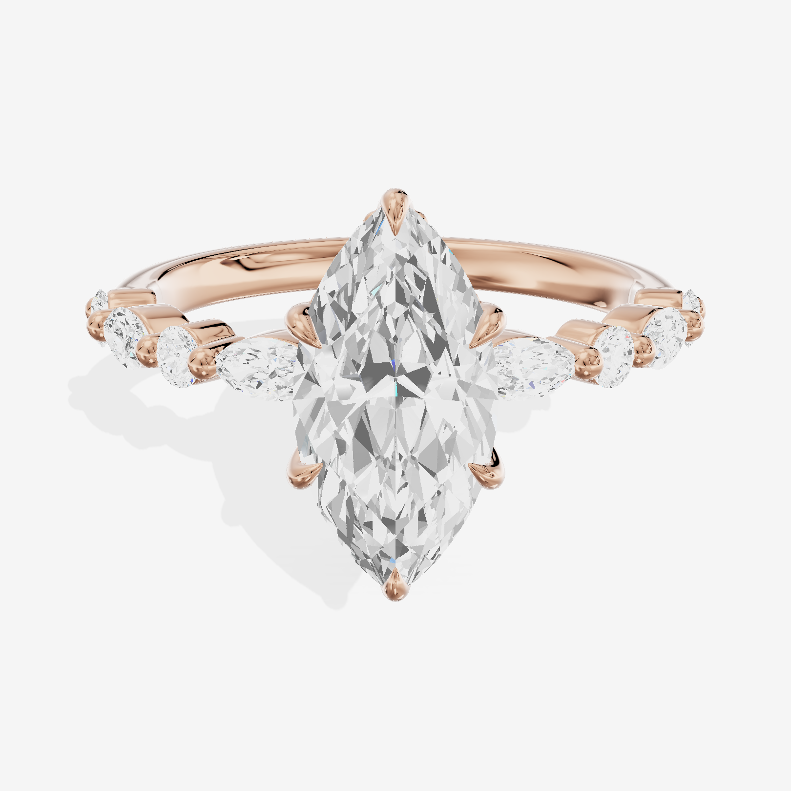 Twine Hidden Halo Marquise Engagement Ring (1/20 ct. tw.) in 14K Rose Gold