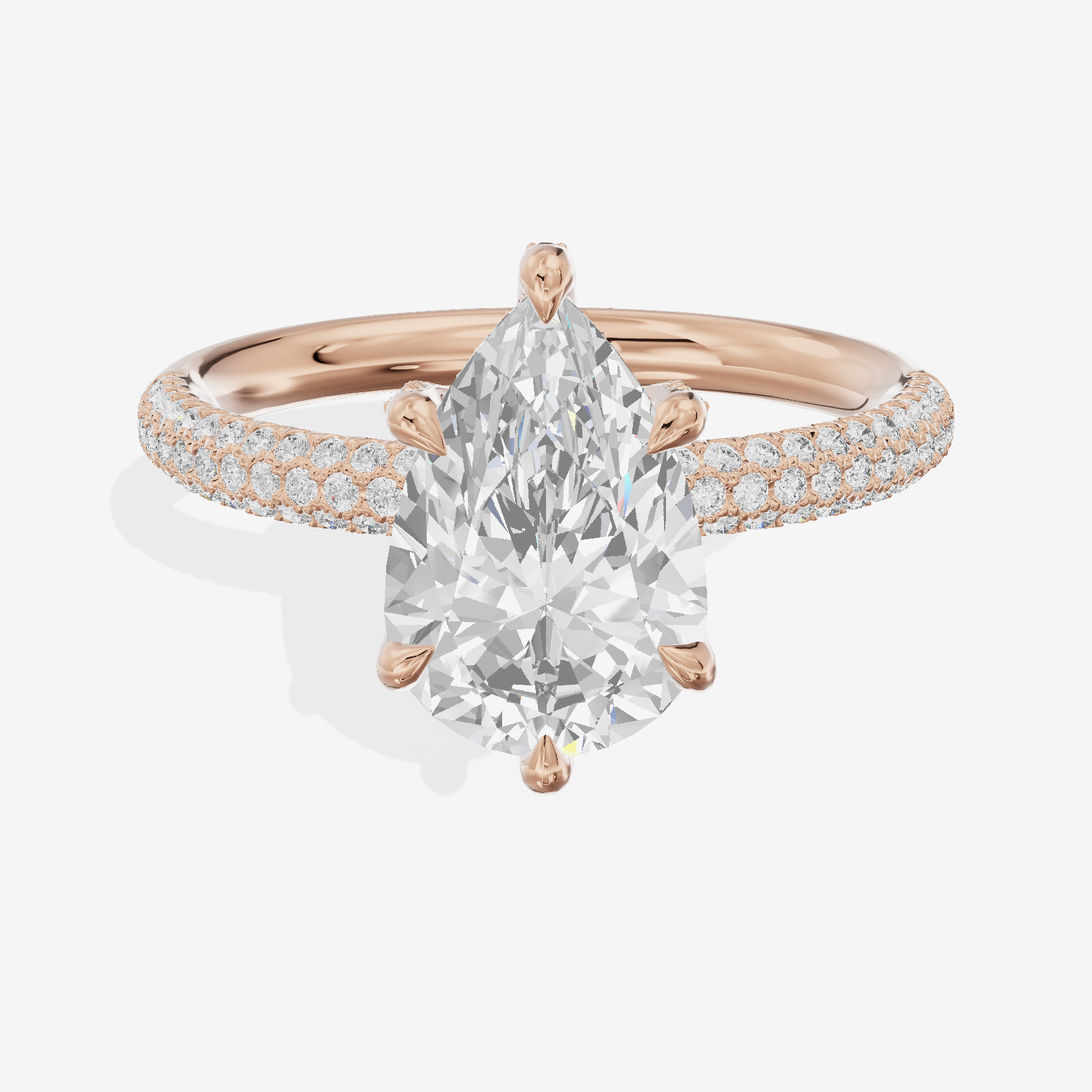 Modern Selenia Pear Engagement Ring with Side Stones (1/6 ct. tw.) in 18K Rose Gold