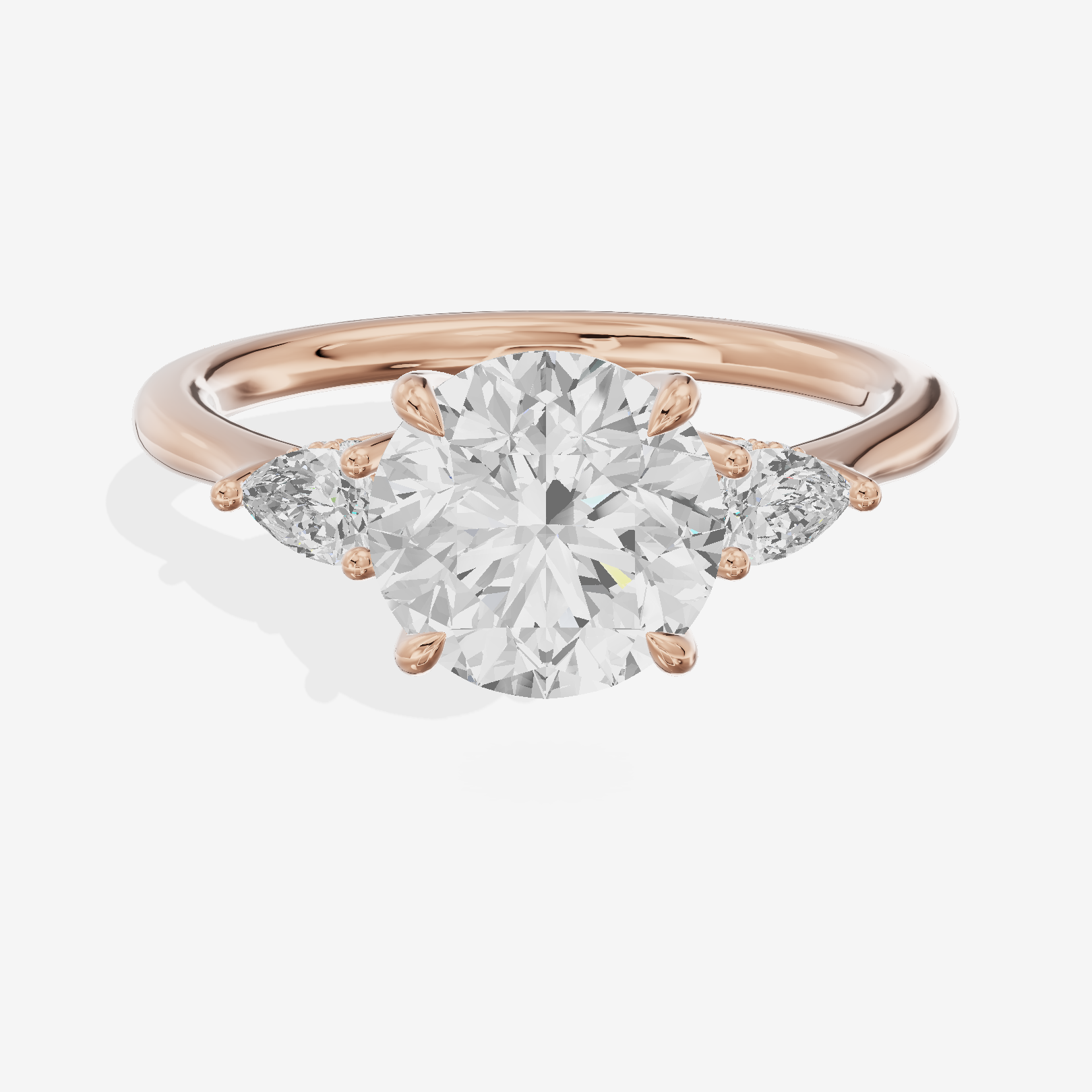 Petite Vowsae Three Stone Round Engagement Ring (1/4 ct. tw.) in 18K Rose Gold
