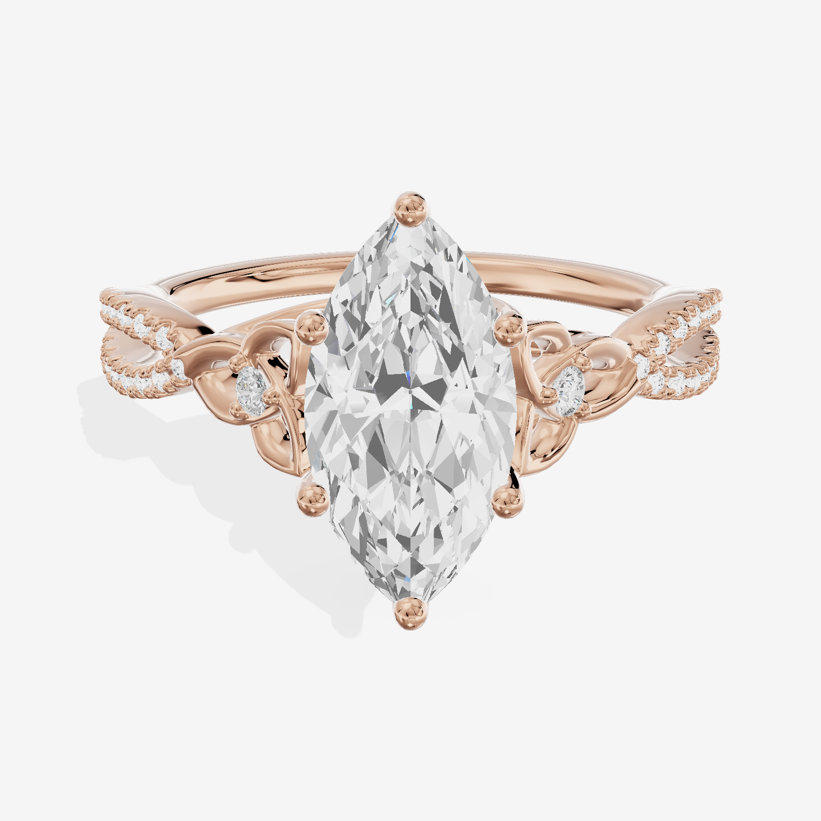 Luxe Vowsae Marquise Engagement Ring with Side Stones (2/5 ct. tw.) in 14K Rose Gold