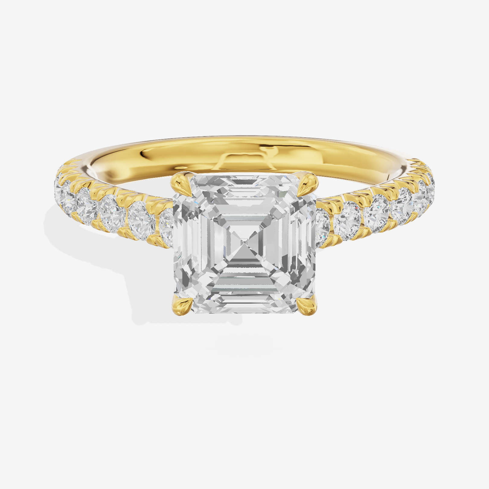 Whispered Sincere Asscher Engagement Ring with Side Stones (2/5 ct. tw.) in 14K Yellow Gold