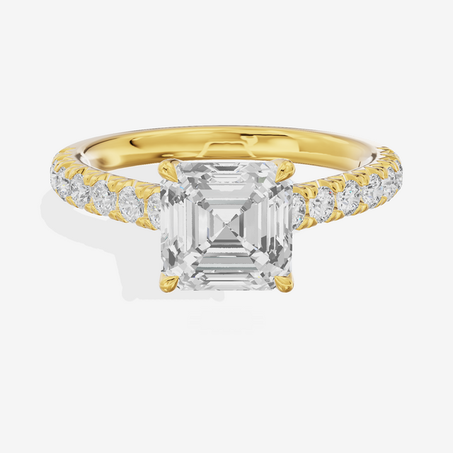 Whispered Sincere Asscher Engagement Ring with Side Stones (2/5 ct. tw.) in 14K Yellow Gold