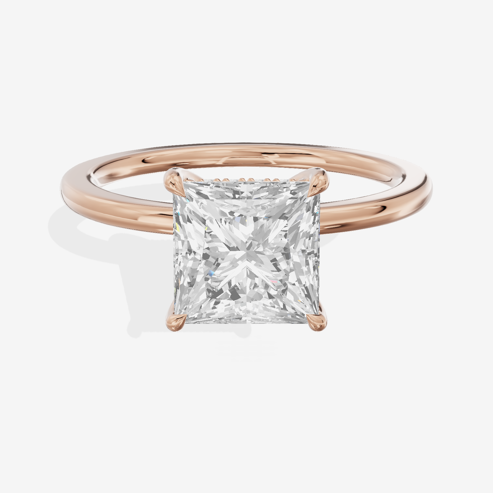 Coeurine Hidden Halo Princess Engagement Ring (1/20 ct. tw.) in 14K Rose Gold