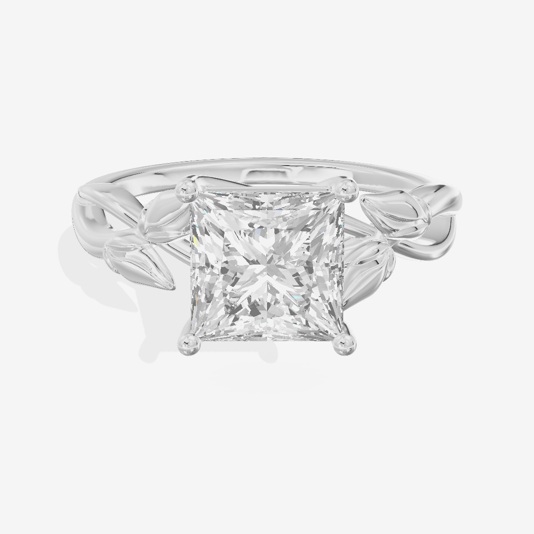 Sealed Vowsae 2.5mm Princess Solitaire Engagement Ring in 18K White Gold
