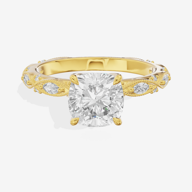 Vintage Whisper Cushion Engagement Ring (1/4 ct. tw.) in 18K Yellow Gold