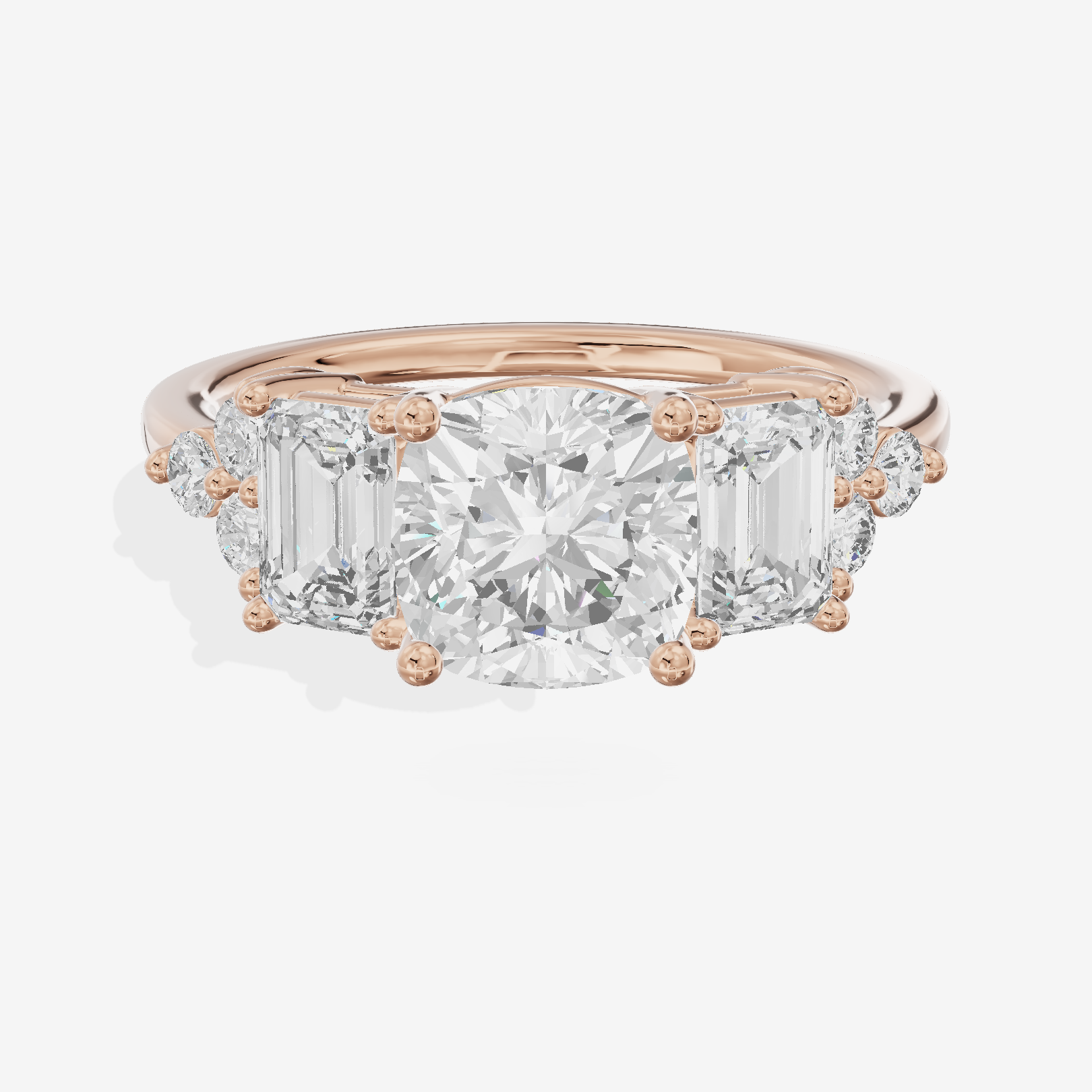 Tensare Cushion Engagement Ring with Side Stones (1 ct. tw.) in 14K Rose Gold