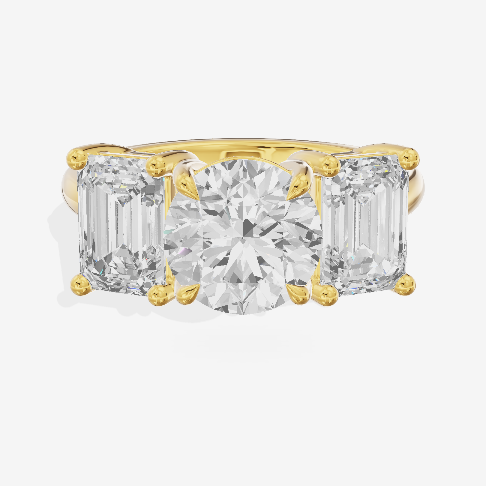 Luxe Whisper Three Stone Round Engagement Ring (3/4 ct. tw.) in 18K Yellow Gold