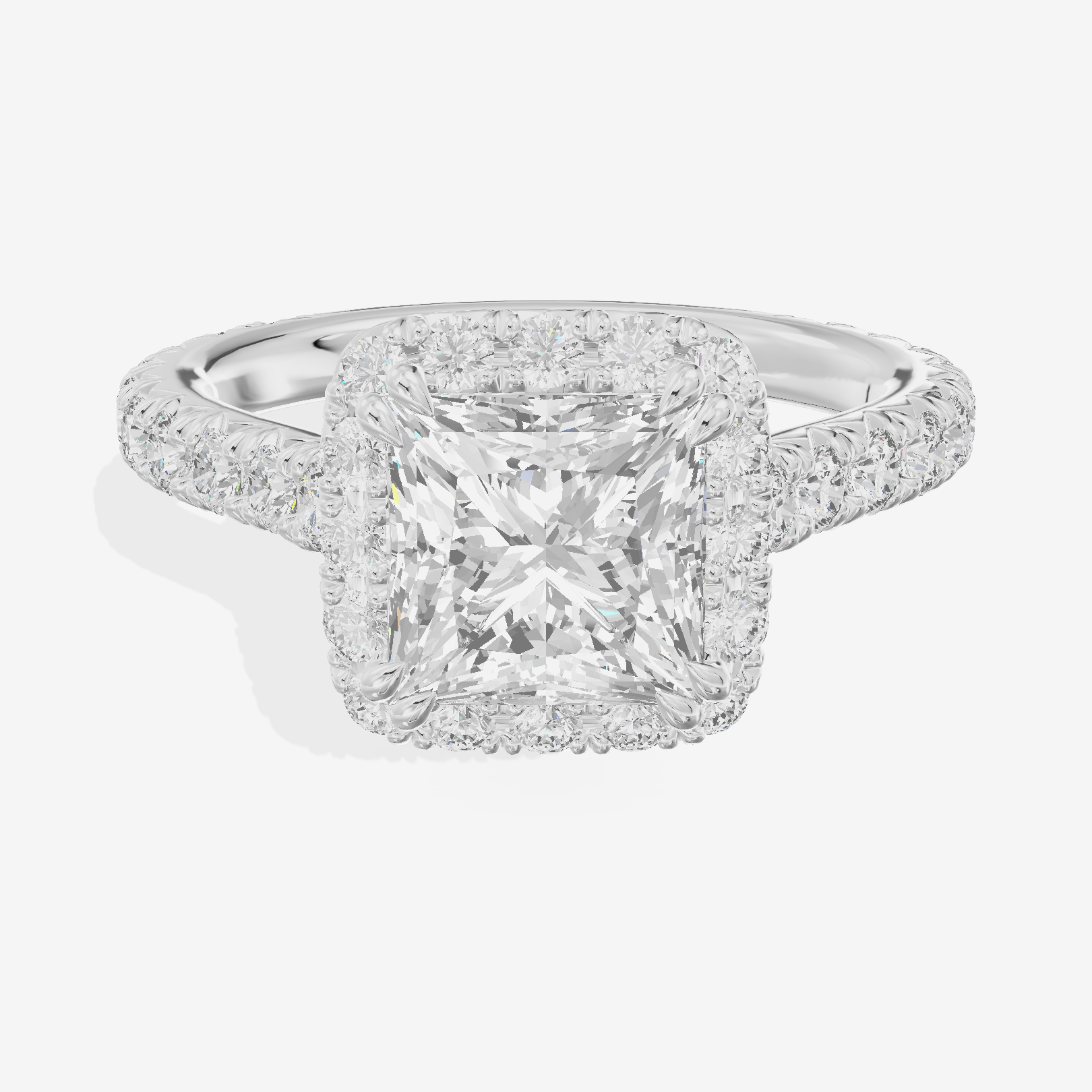 Triade Halo Princess Engagement Ring (1/15 ct. tw.) in 18K White Gold