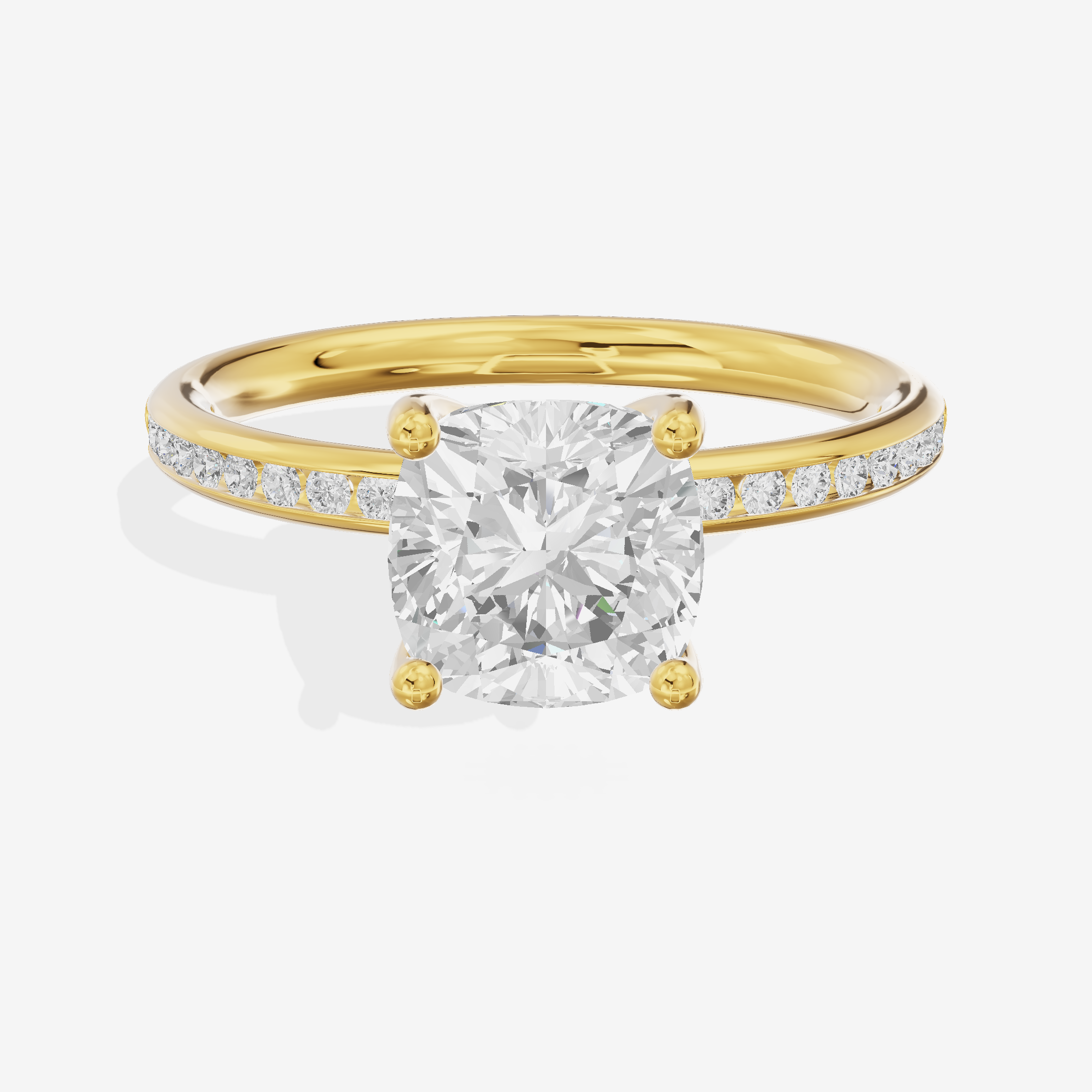 Classic Trellise Cushion Engagement Ring with Side Stones (1/8 ct. tw.) in 18K Yellow Gold