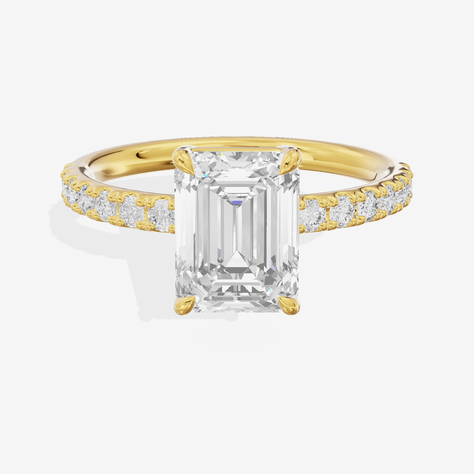 Selenia Basket Split Shank Emerald Engagement Ring with Side Stones (1/8 ct. tw.) in 18K Yellow Gold