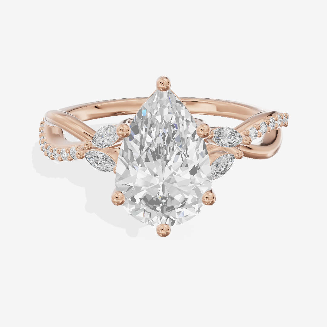 Petite Twine Pear Twisted Engagement Ring (1/5 ct. tw.) in 14K Rose Gold