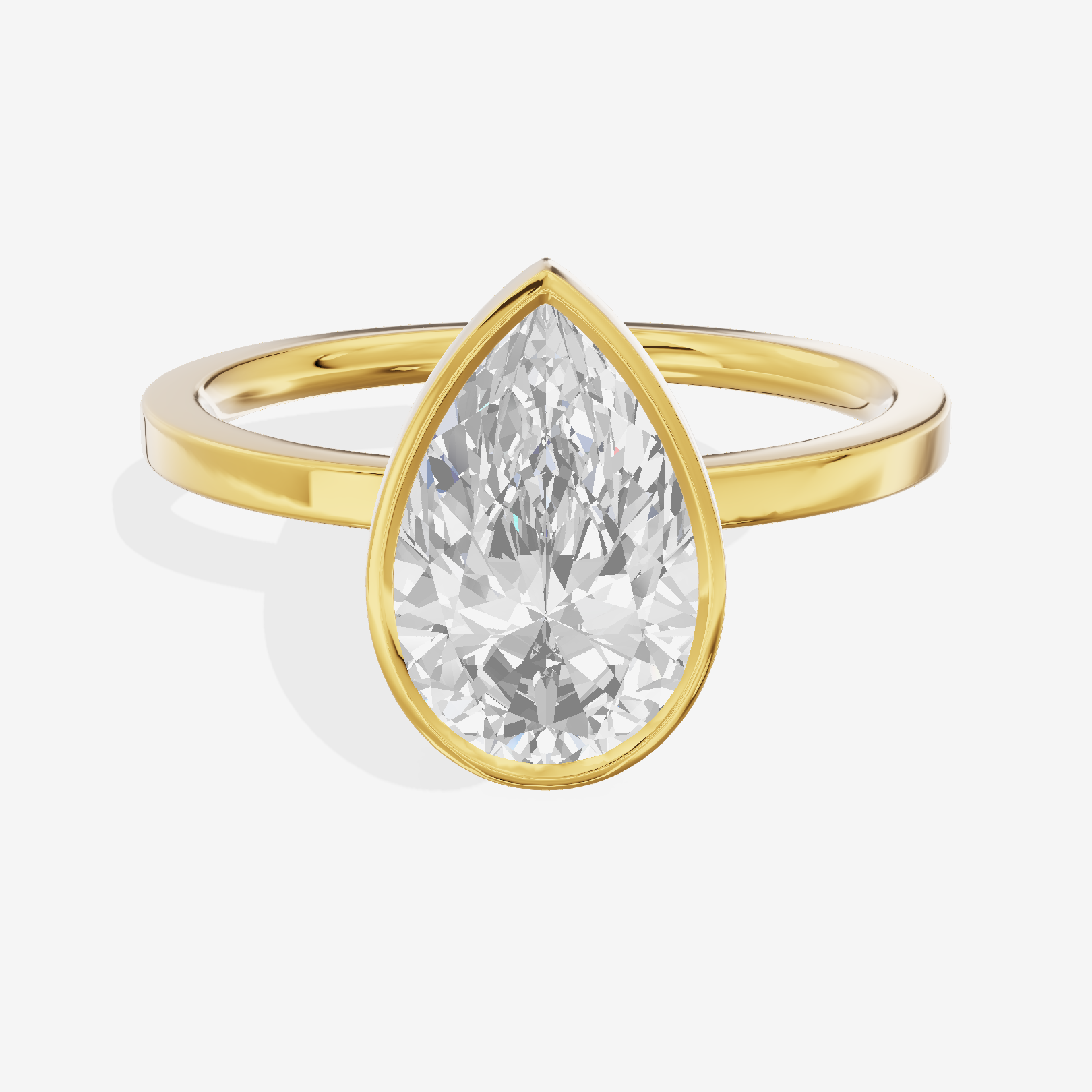 One of One Classic 1.5mm Pear Bezel Engagement Ring in 18K Yellow Gold